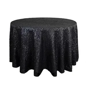 Скатерть с пайетками, круглая, черная - Фото 2