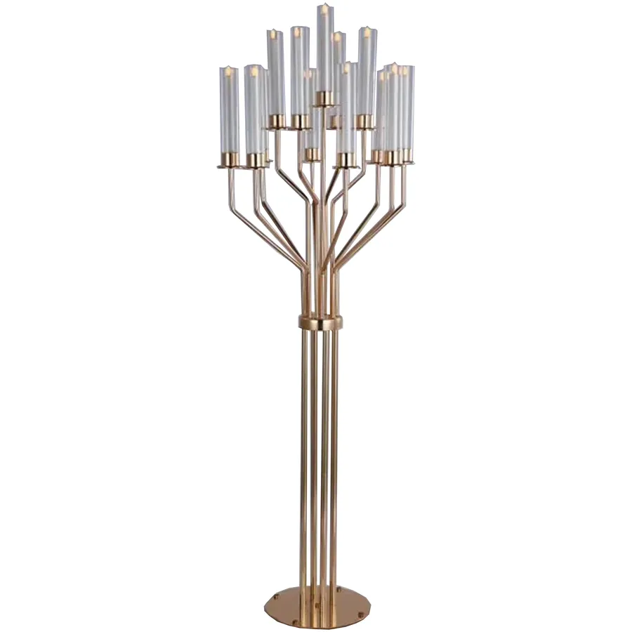 Канделябр золотой со стеклянными колбами Харизма (13 стоек) - Фото основное 1