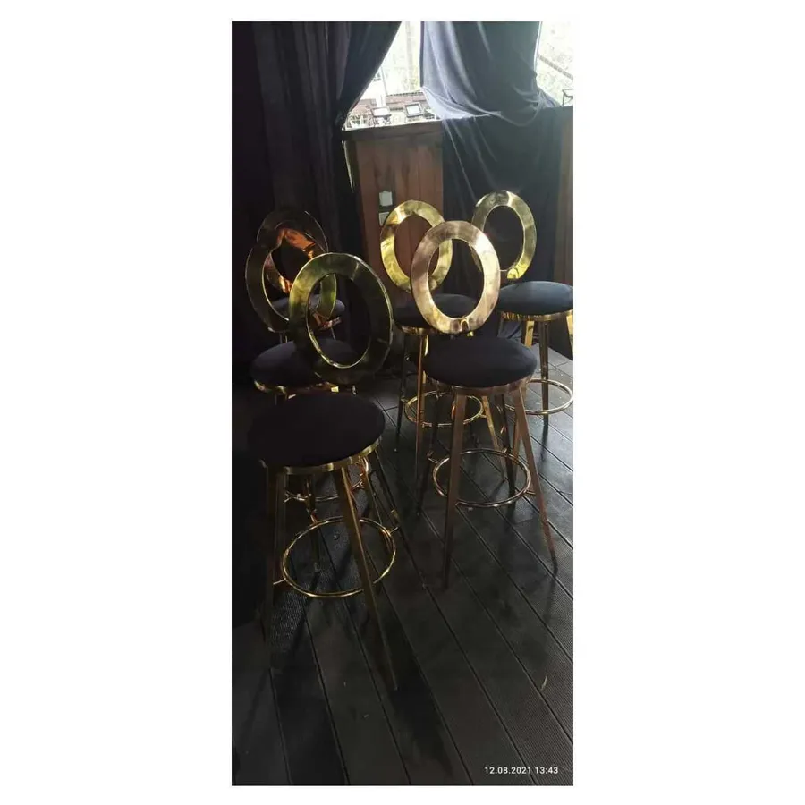 Стул барный велюр, черный - Фото миниатюра 3