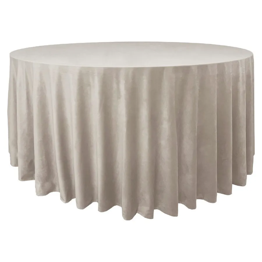 Скатерть велюр, круглая, кремовый бисквит ХЛ - Фото миниатюра 1
