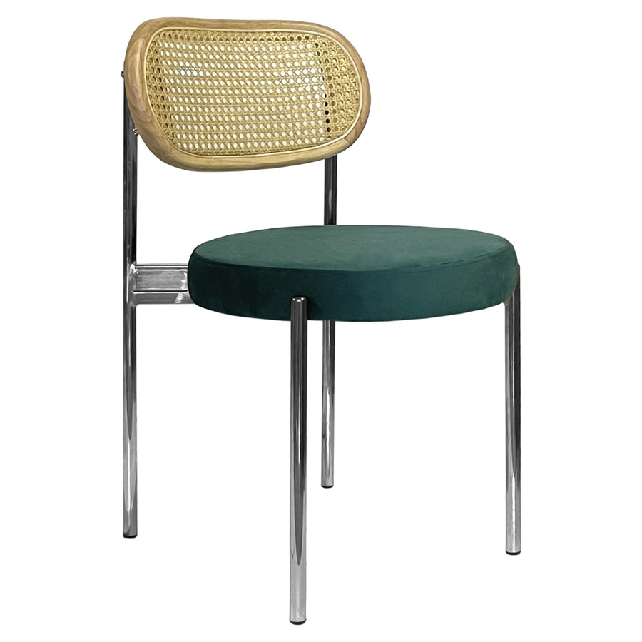 Стул Модерн Серебро, Натуральный ротанг + Изумрудный - Фото миниатюра 1