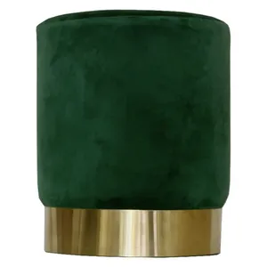 Пуф Цилиндр Золотой обод, изумрудный велюр - Фото 1