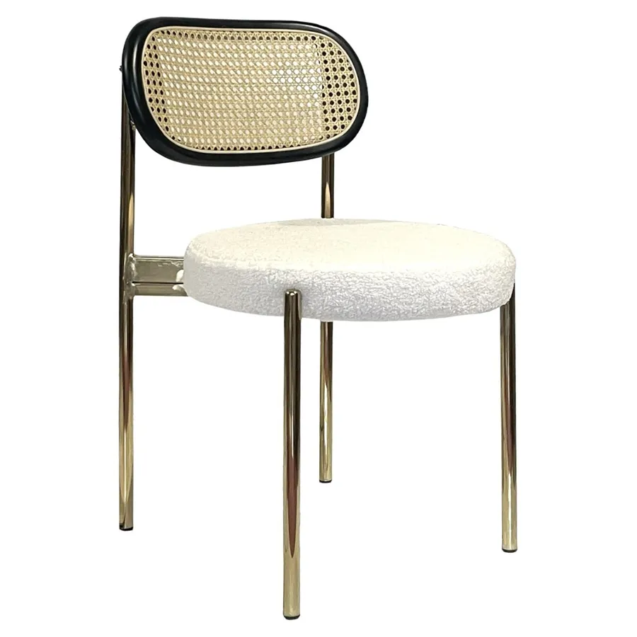 Стул Модерн Золото, Ротанг в черной раме + Тедди - Фото миниатюра 1