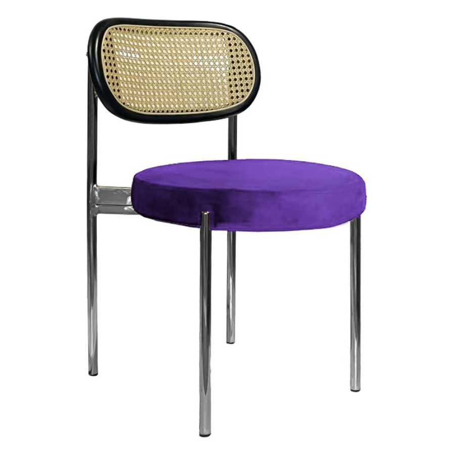 Стул Модерн Серебро, Ротанг в черной рамеo + Таинственный фиолетовый - Фото миниатюра 1
