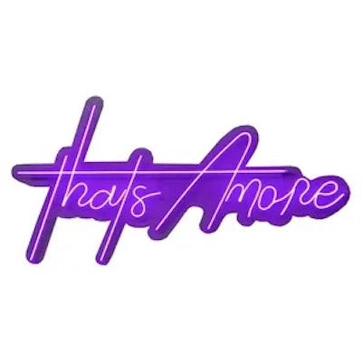 Неоновая надпись "Затс Амор", фиолетовая