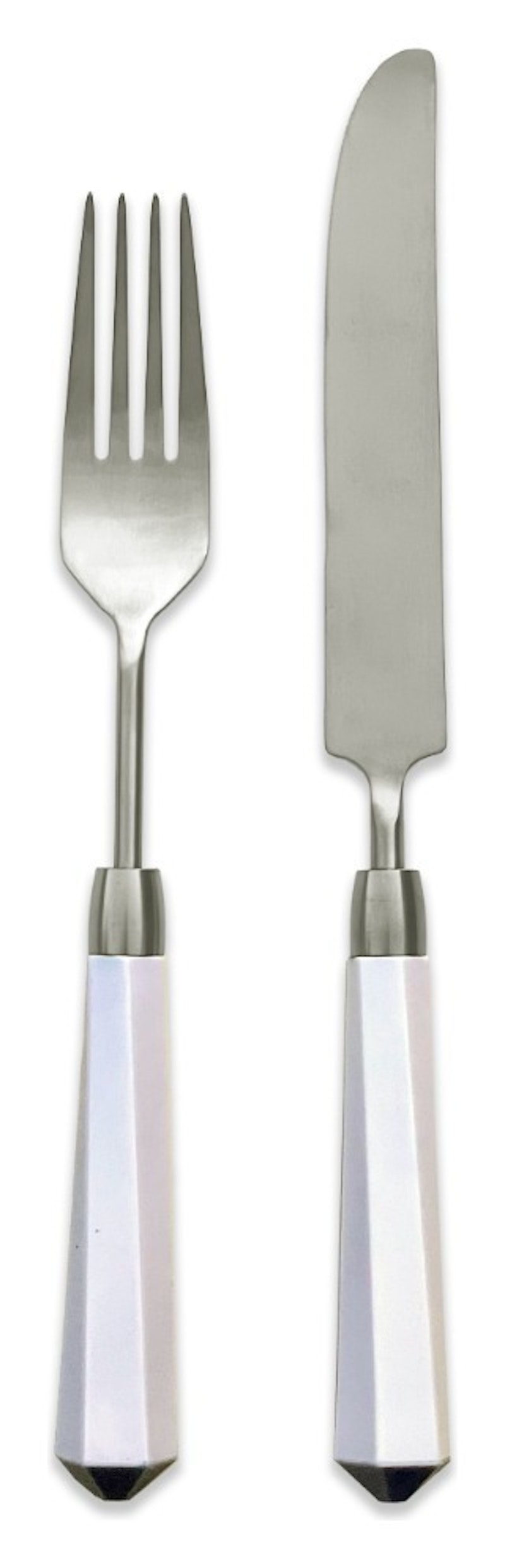 Столовые приборы Призм бело-серебряные, сет 4 предмета