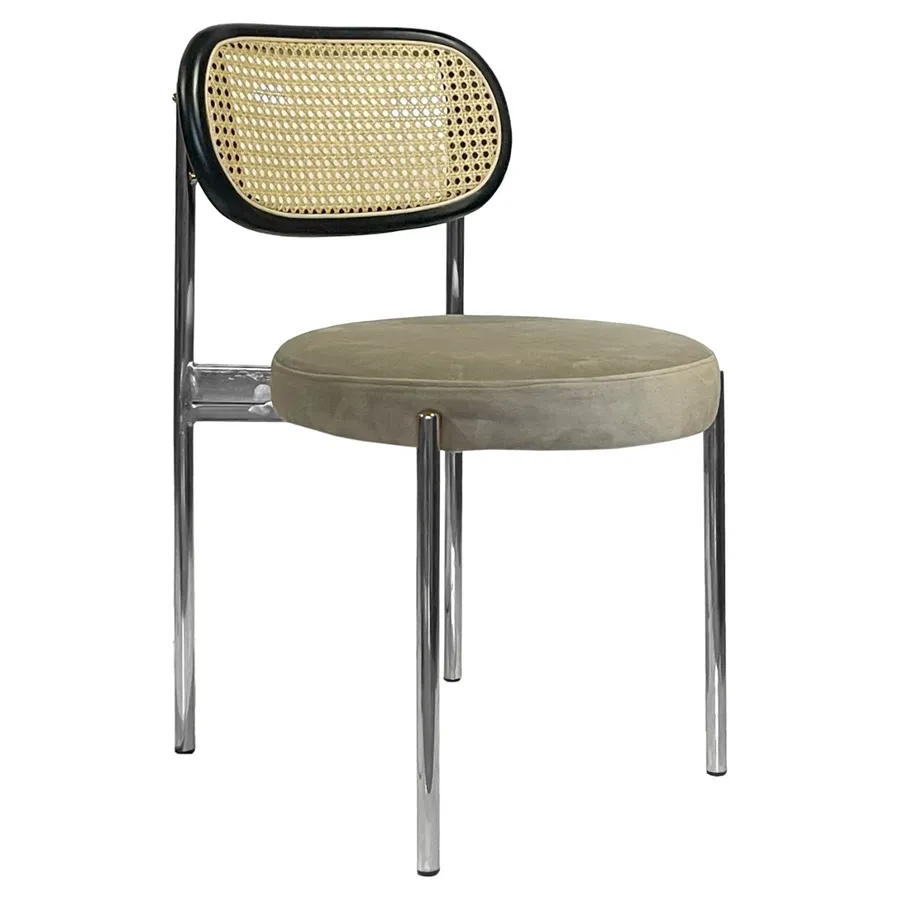 Стул Модерн Серебро, Ротанг в черной раме + Коко - Фото миниатюра 1