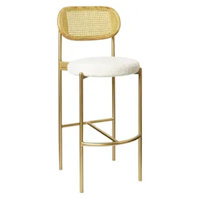 Стул барный Модерн Комфи, Натуральный ротанг+Тедди (любой цвет каркаса)