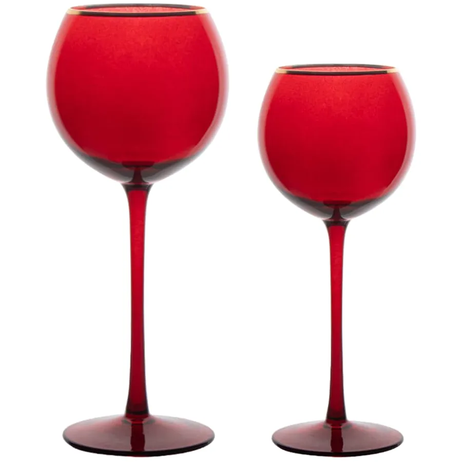 Сет бокалов Сирен рубиновых с золотой каймой - Фото миниатюра 1