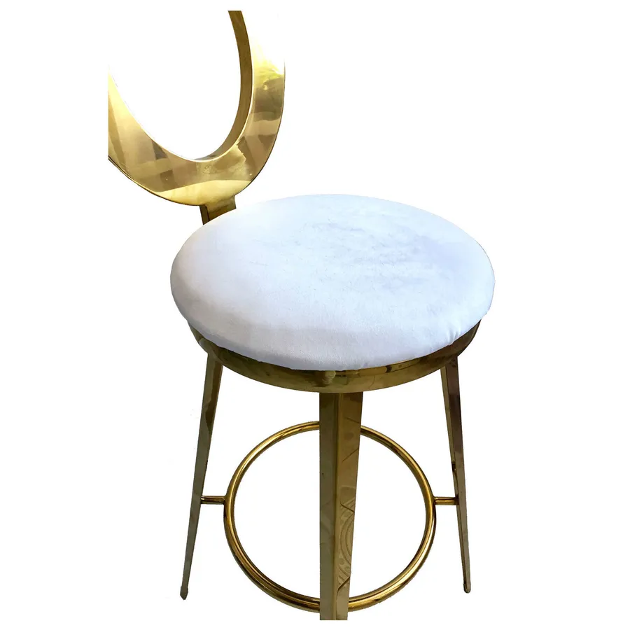 Стул барный велюр, белый - Фото миниатюра 2