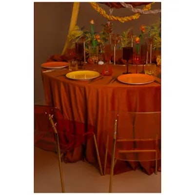 Скатерть велюр, круглая, терракотовая - изображение 3