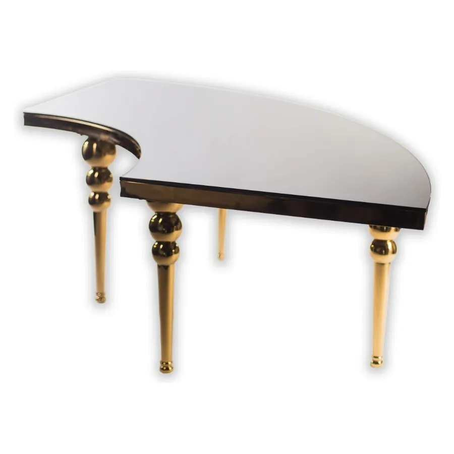 Стол-змейка-90, золотой, столешница темное зеркало, 1 модуль - Фото миниатюра 2