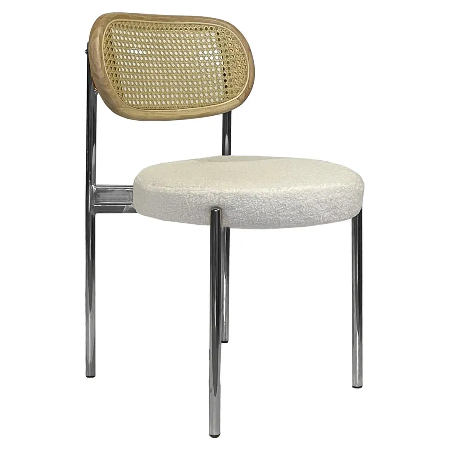 Стул Модерн Серебро, Натуральный ротанг + Тедди - Фото миниатюра 1