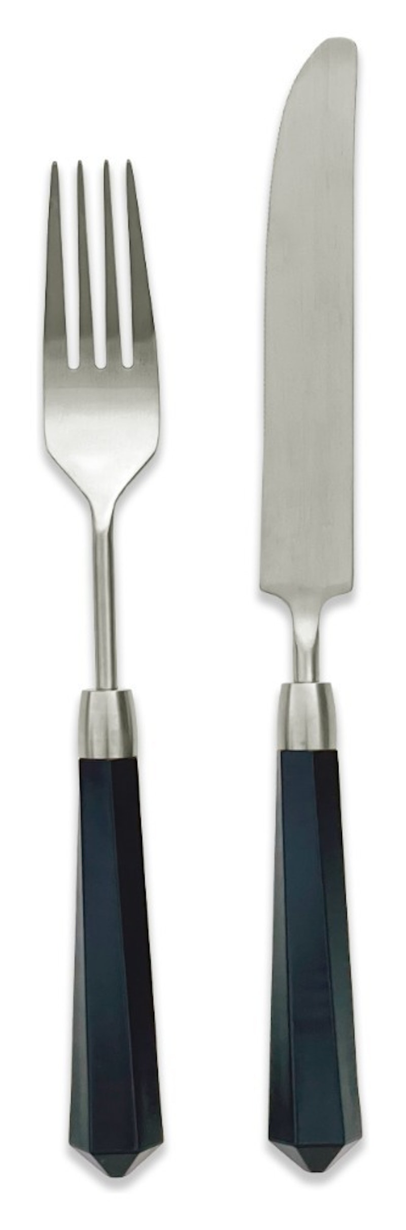 Столовые приборы Призм черно-серебряные, сет 4 предмета