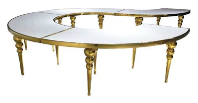 Стол-змейка-90, золотой, столешница белый МДФ, 1 модуль