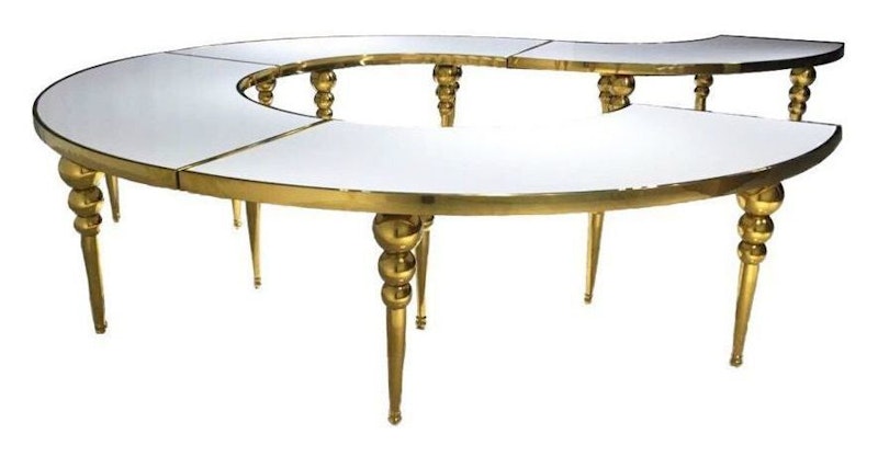 Стол-змейка-90, золотой, столешница белый МДФ, 1 модуль