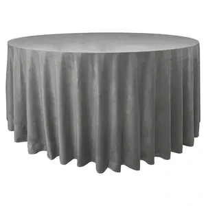 Скатерть велюр, круглая, серая - Фото 1