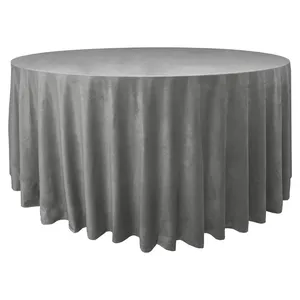 Скатерть велюр, круглая, серая - Фото 1