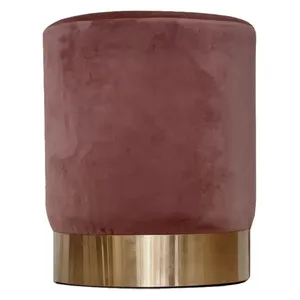 Пуф Цилиндр Золотой обод, пыльно-розовый велюр - Фото 1