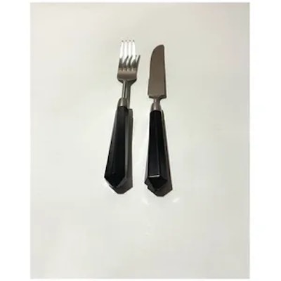 Столовые приборы Призм черно-серебряные, сет 4 предмета - изображение 3