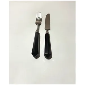 Столовые приборы Призм черно-серебряные, сет 4 предмета - Фото 3