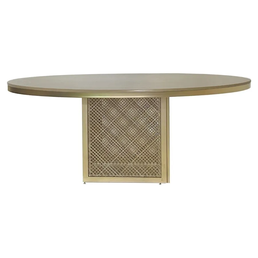 Стол Корнерс Конфесса, золотой, столешница нат. дерево - Фото миниатюра 1