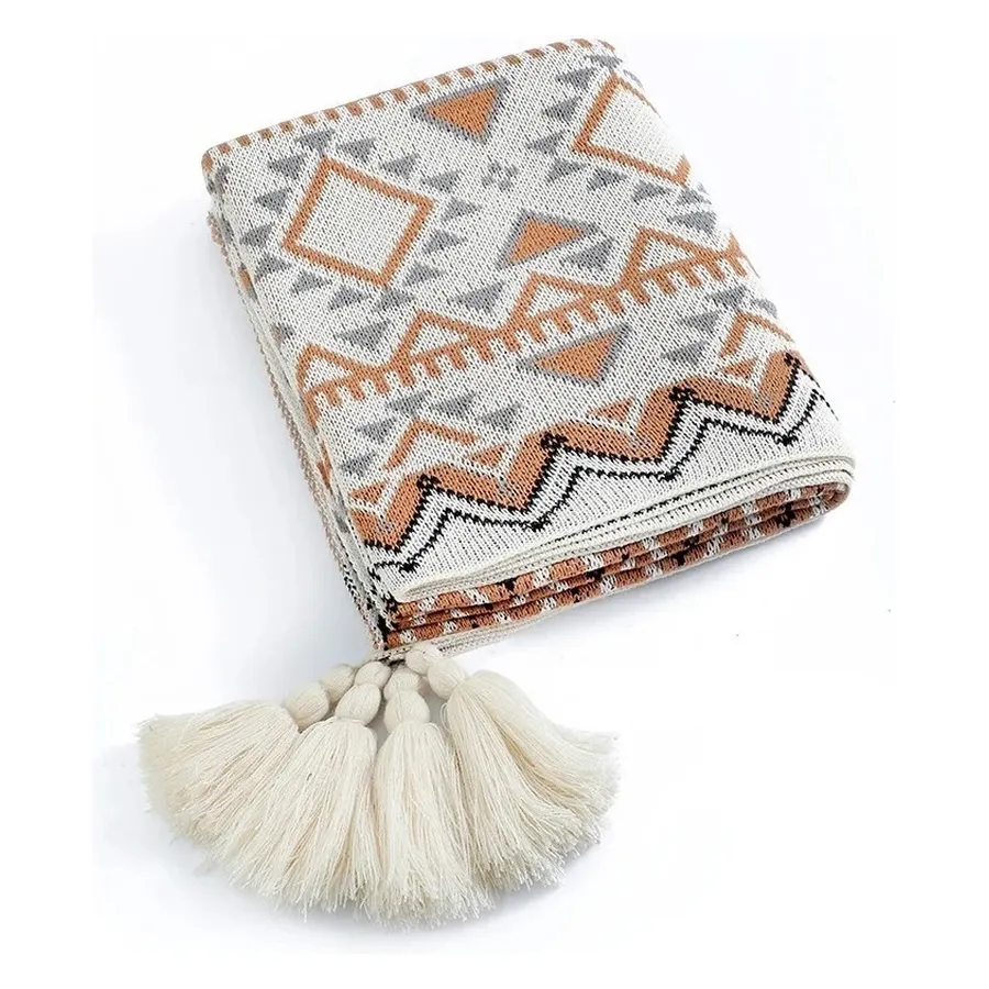 Покрывало декоративное Бохо Коричнево-Бежевое - Фото миниатюра 4