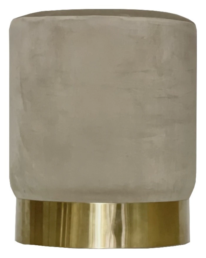 Пуф Цилиндр Золотой обод, бежевый велюр