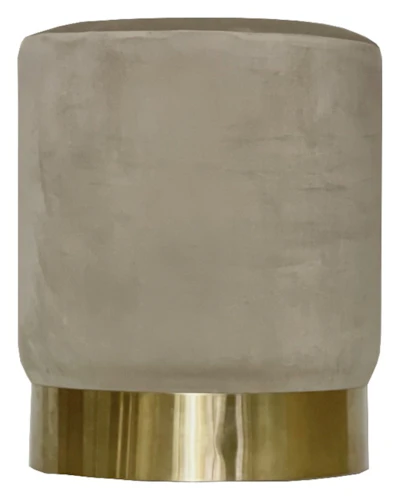 Пуф Цилиндр Золотой обод, бежевый велюр