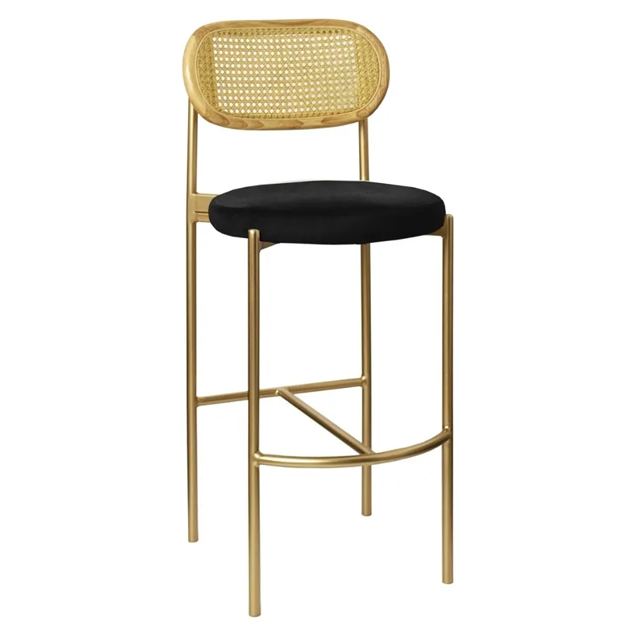 Стул барный Модерн Комфи, Натуральный ротанг+Черная ночь  (любой цвет каркаса) - Фото миниатюра 1