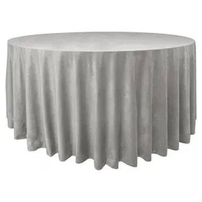 Скатерть велюр, круглая, светло-серая