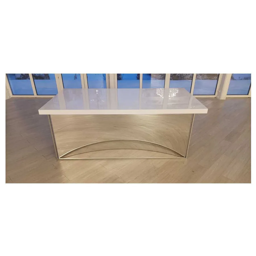 Стол-президиум Сильвер Глосси, серебро - Фото миниатюра 5