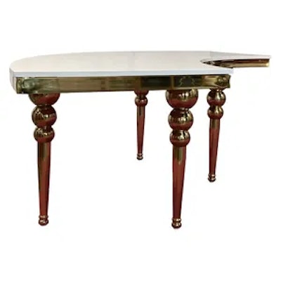 Стол-змейка-80, золотой, столешница белый МДФ, 1 модуль - изображение 2