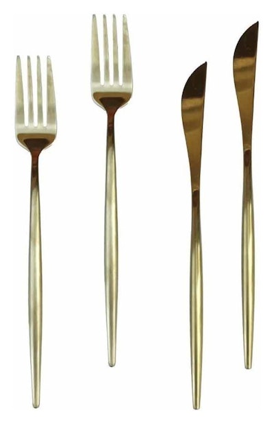 Столовые приборы Гоа Золото, золотые, сет из 4 предметов