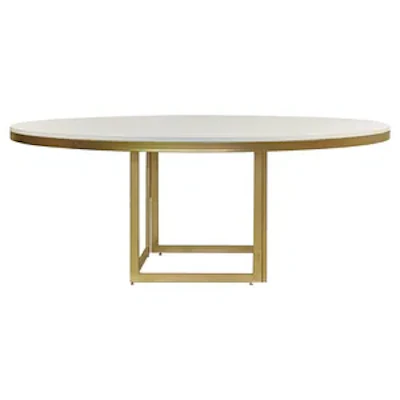 Стол Корнерс круглый, белый + золото