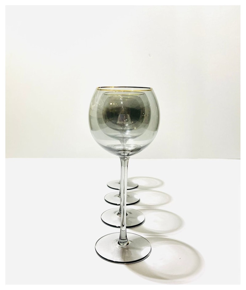 Бокал Сирен Л дымчатый с золотой каймой