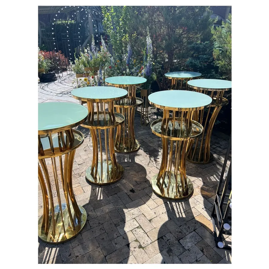 Стол коктейльный Джейл Золото (белая столешница) - Фото миниатюра 6