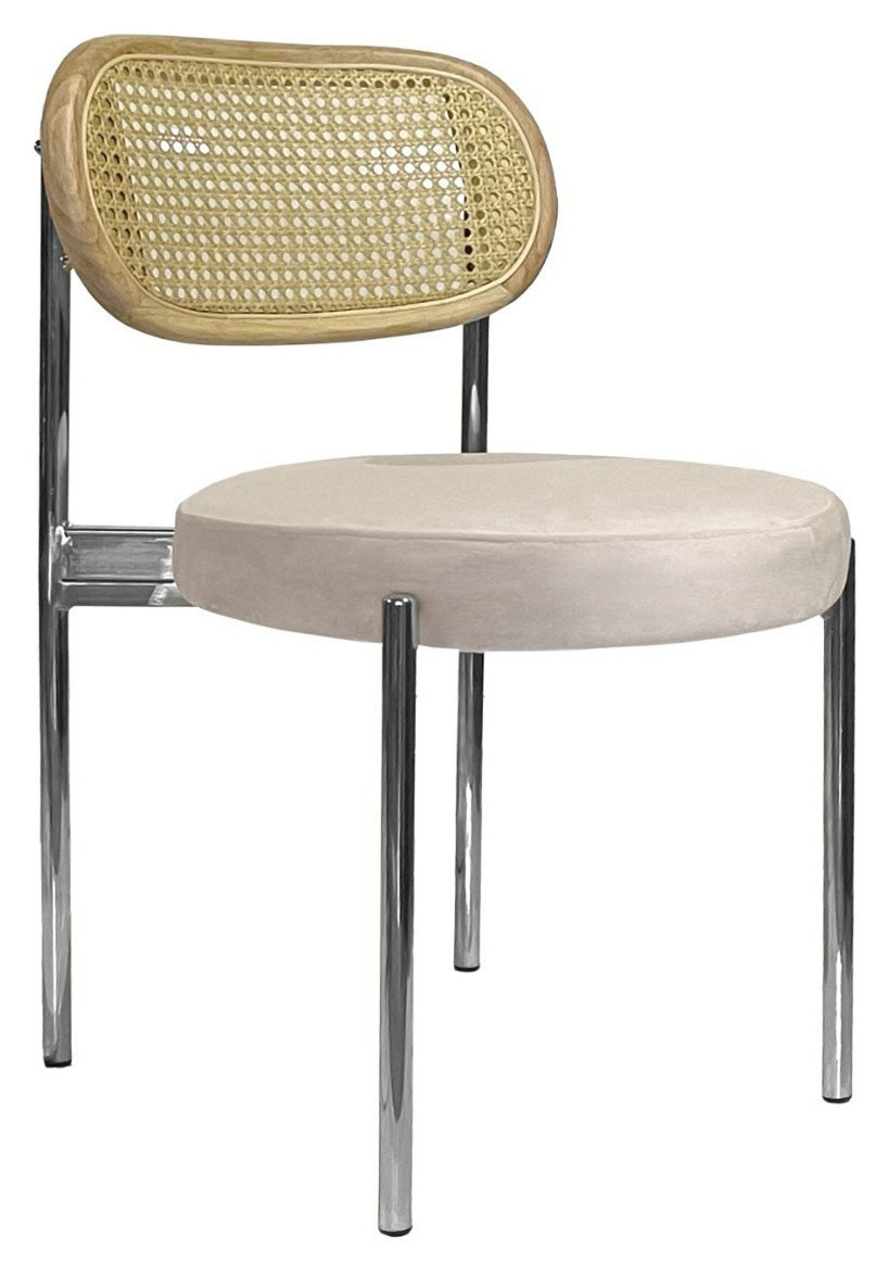 Стул Модерн Серебро, Натуральный ротанг + Кремовый бисквит