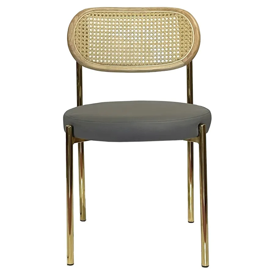 Стул Модерн Золото, Натуральный ротанг + База серый (ЭКО-КОЖА) - Фото миниатюра 2