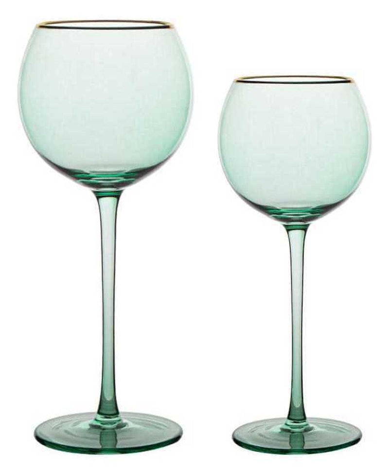 Сет бокалов Сирен эвкалиптовых с золотой каймой