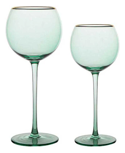 Сет бокалов Сирен эвкалиптовых с золотой каймой