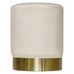 Пуф Цилиндр Золотой обод, кремовый бисквит велюр - Фото 1