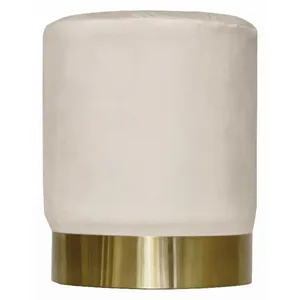 Пуф Цилиндр Золотой обод, кремовый бисквит велюр - Фото 1