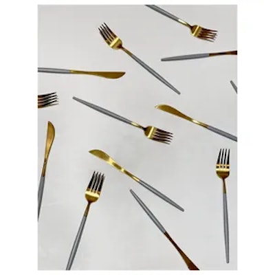 Столовые приборы Гоа, серо-золотые, сет 4 предмета - изображение 3