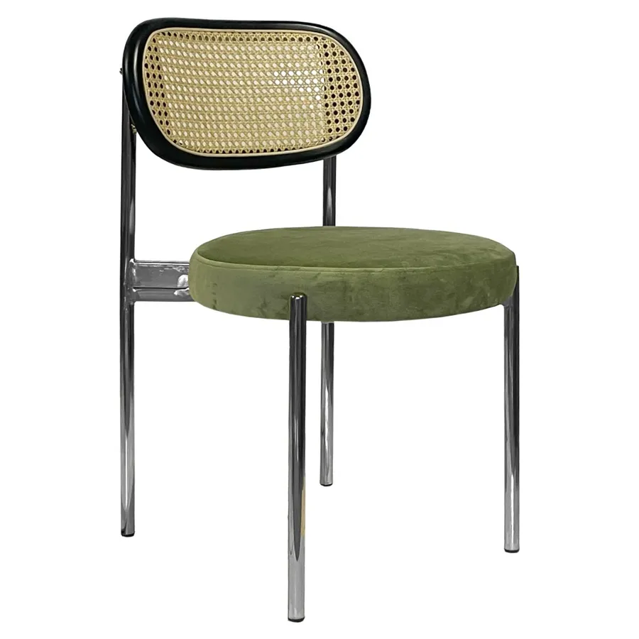 Стул Модерн Серебро, Ротанг в черной раме + Матча - Фото миниатюра 1