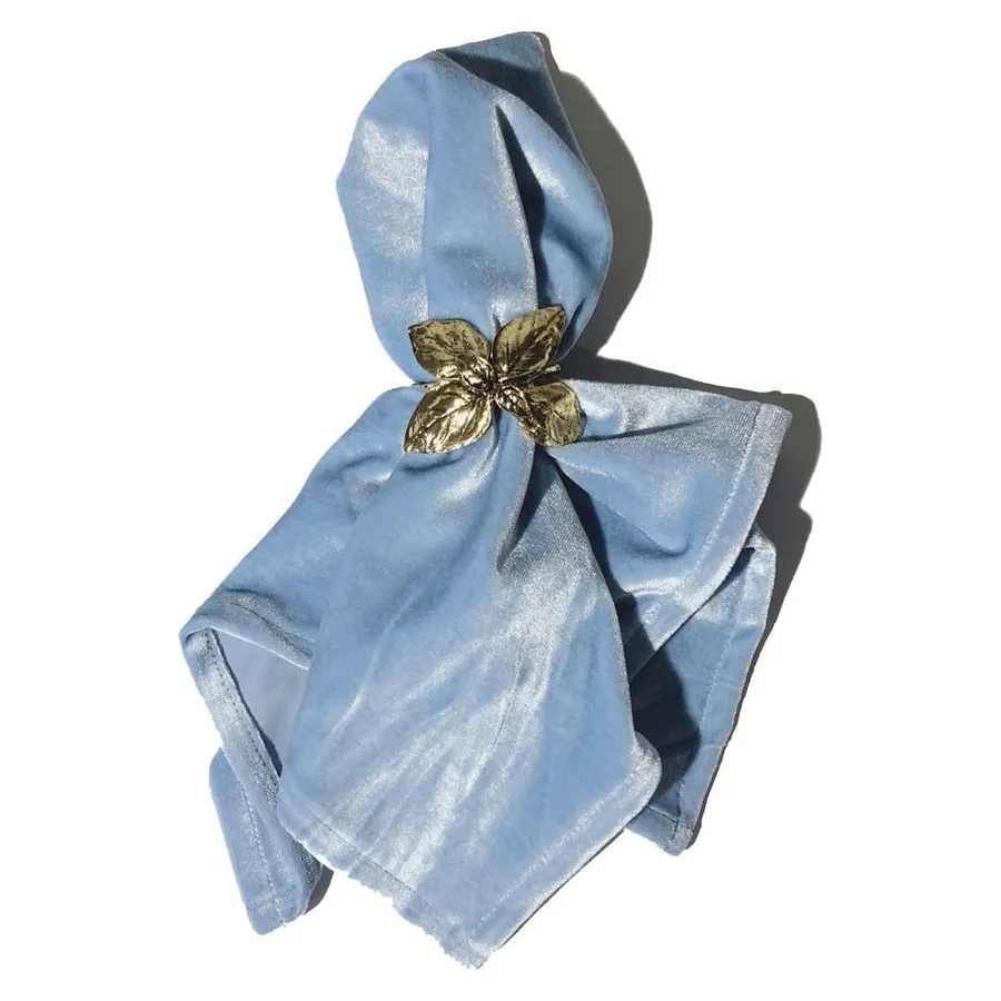 Салфетка голубая, бархат - Фото миниатюра 2