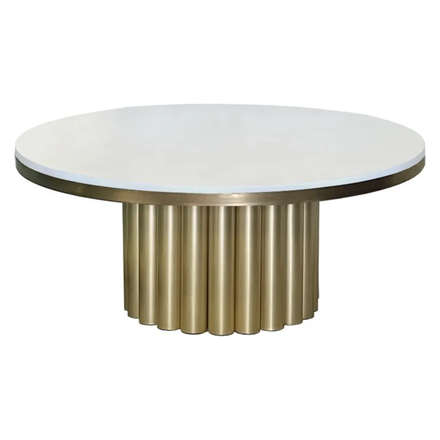 Стол белая столешница, банкетный Сквош золотой - Фото миниатюра 1