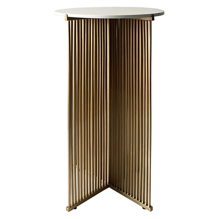 Коктейльный стол Шреддер Золото с круглой столешницей c белой столешницей - Фото миниатюра 1