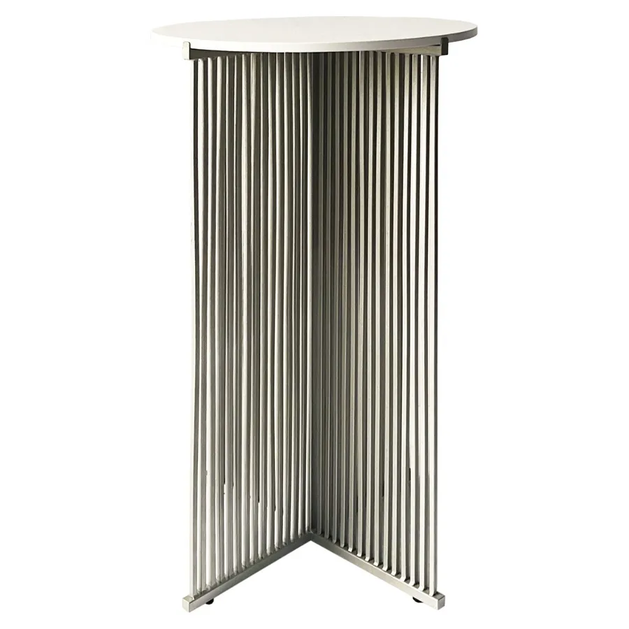 Коктейльный стол Шреддер Серебро с круглой столешницей c белой столешницей - Фото миниатюра 1