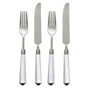 Столовые приборы Призм бело-серебряные, сет 4 предмета - Фото 1
